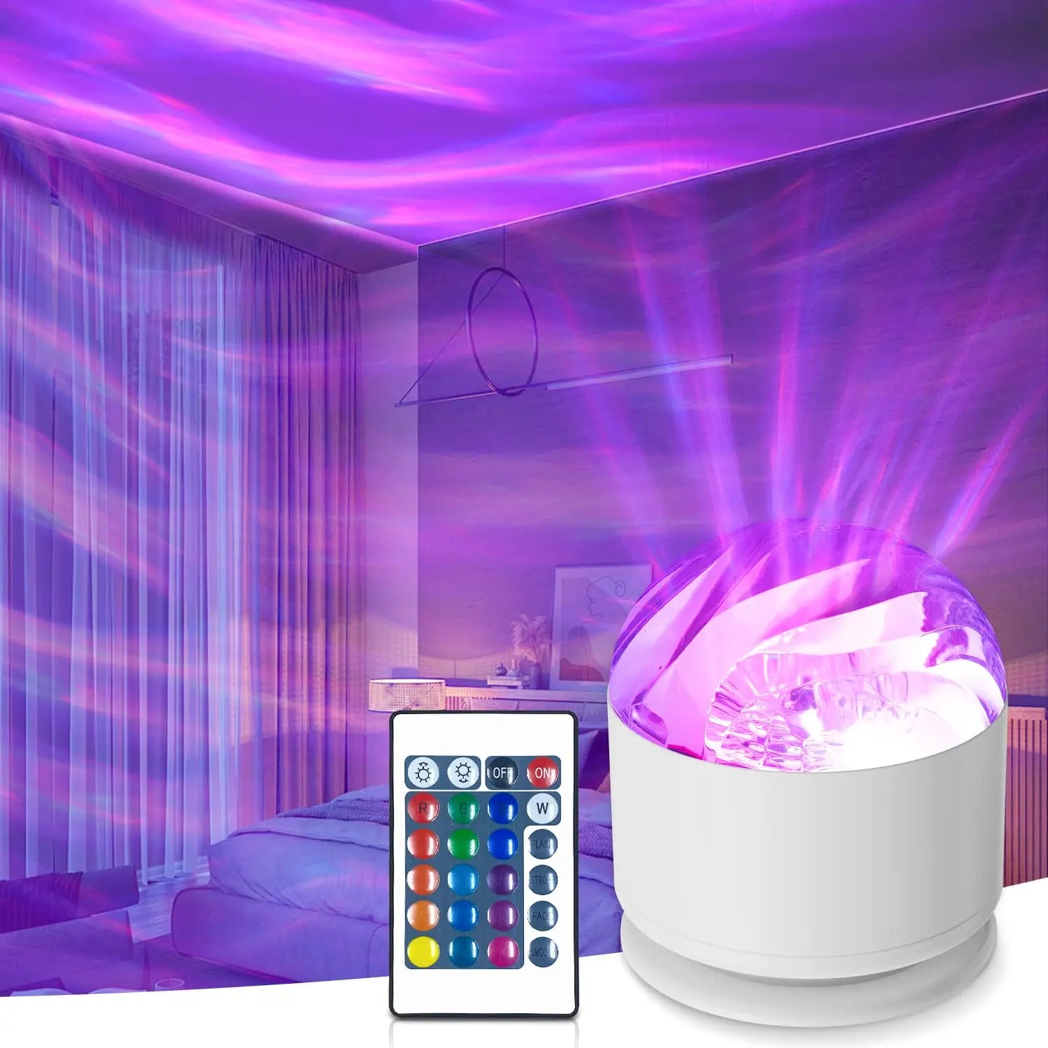 Starry Sky Galaxy Aurora Projector Light LED Night Light Remote RGB 16 Colors Water Ripple Projector Lamp Party Room Decor Gift