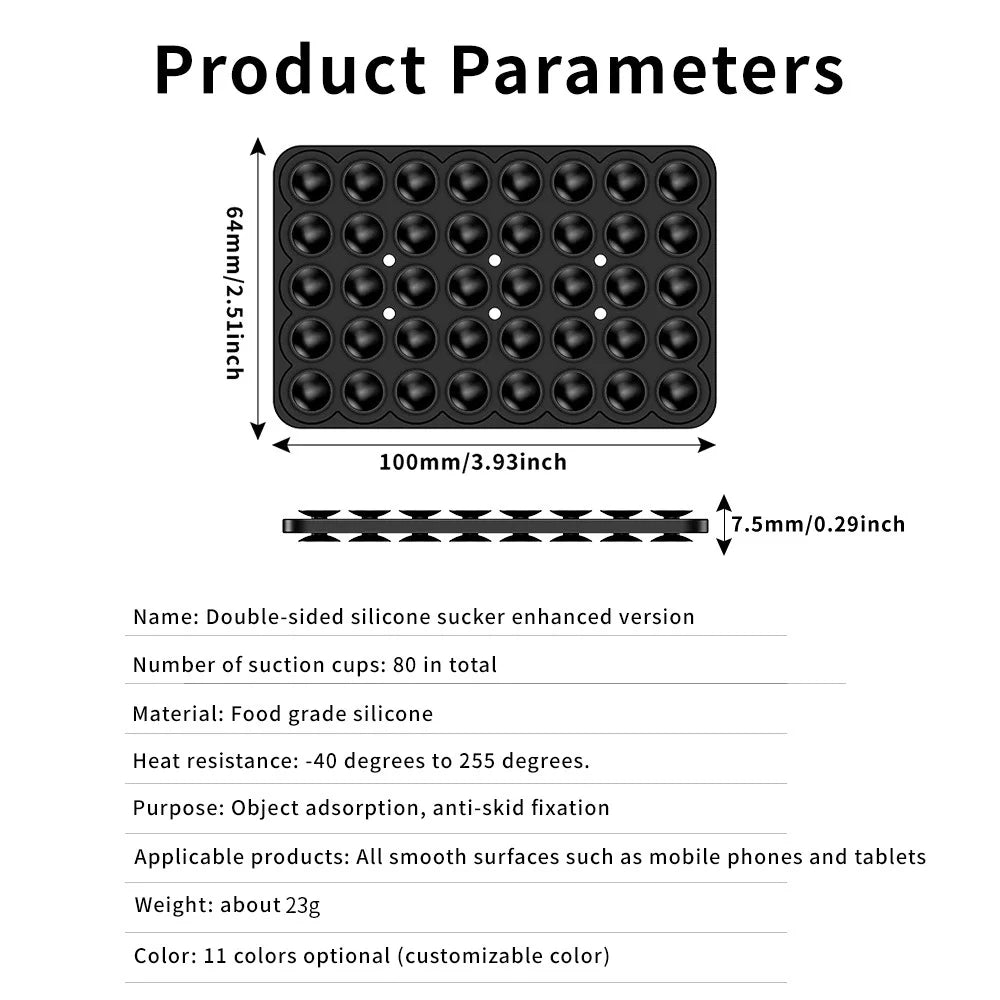Single Double Side Silicone Suction Pad For Mobile Phone Fixture Suction Cup Backed Multifunctional Adhesive Silicone Rubber Suc