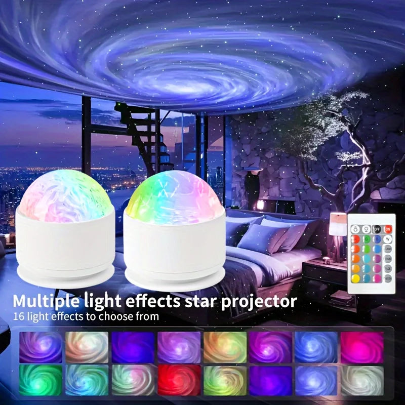 Starry Sky Galaxy Aurora Projector Light LED Night Light Remote RGB 16 Colors Water Ripple Projector Lamp Party Room Decor Gift